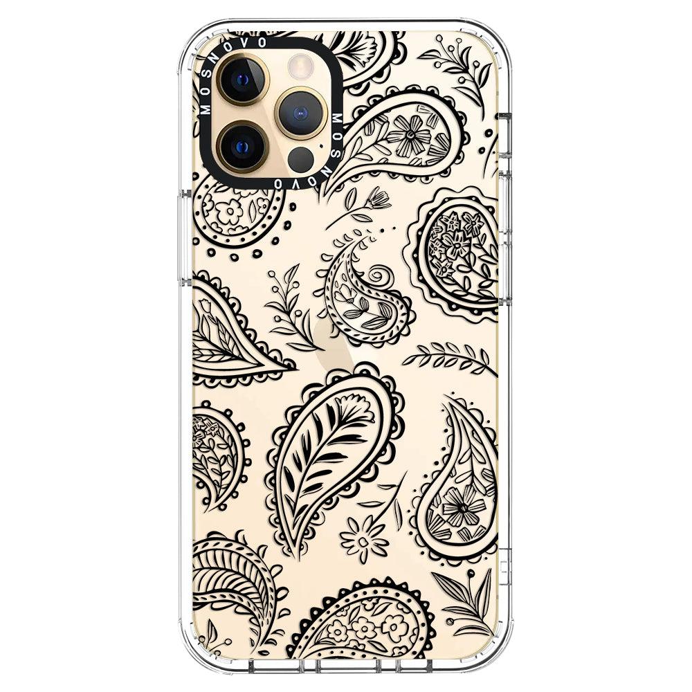 Black Paisley Phone Case - iPhone 12 Pro Max Case - MOSNOVO