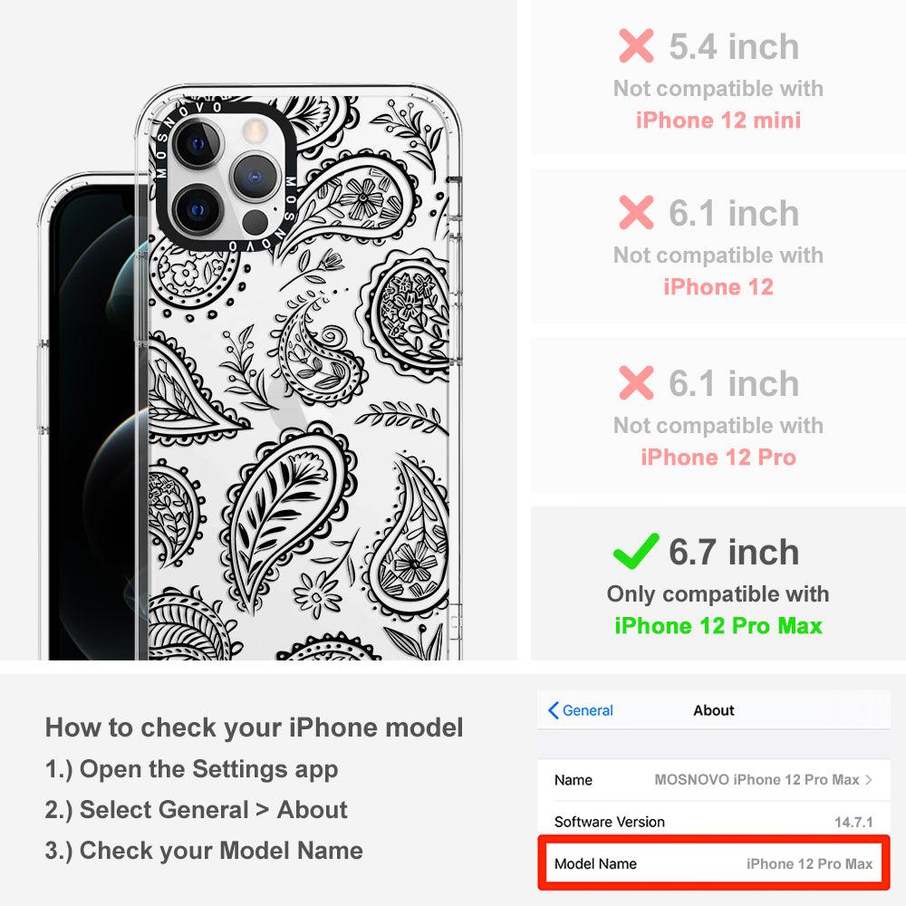 Black Paisley Phone Case - iPhone 12 Pro Max Case - MOSNOVO