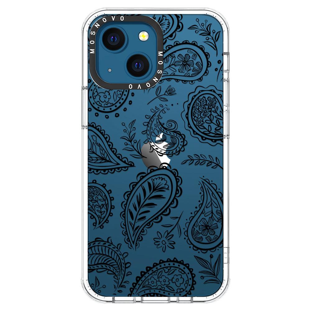 Black Paisley Phone Case - iPhone 13 Mini Case - MOSNOVO