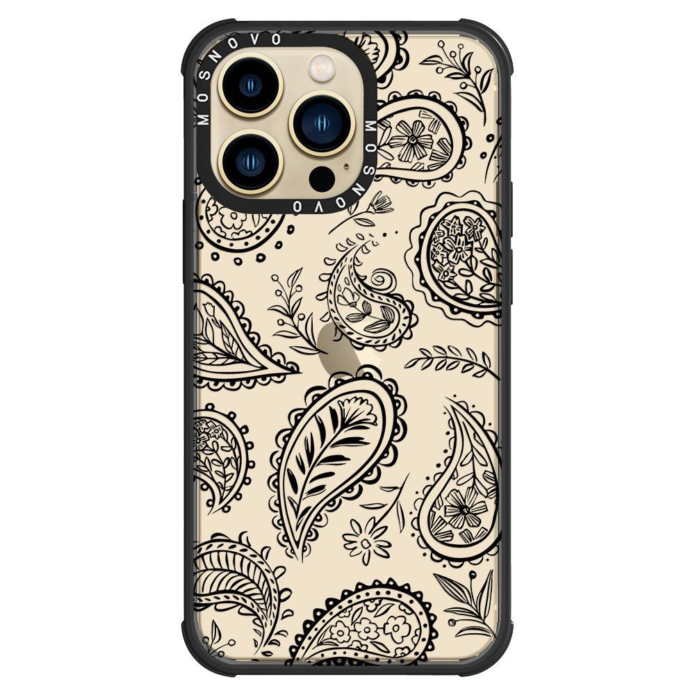 Black Paisley Phone Case - iPhone 13 Pro Case - MOSNOVO