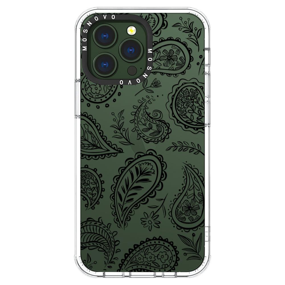 Black Paisley Phone Case - iPhone 13 Pro Case - MOSNOVO