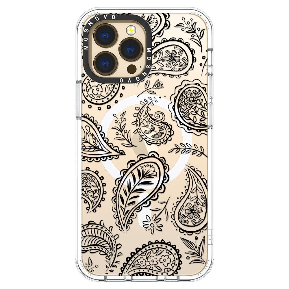 Black Paisley Phone Case - iPhone 13 Pro Max Case - MOSNOVO