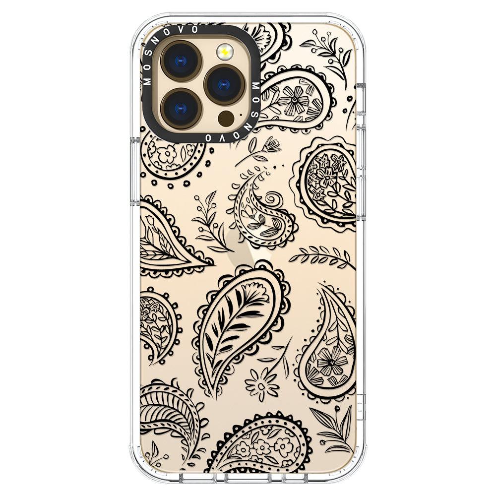 Black Paisley Phone Case - iPhone 13 Pro Max Case - MOSNOVO