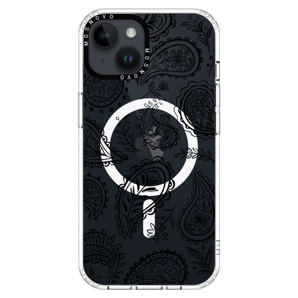 Black Paisley Phone Case - iPhone 14 Plus Case - MOSNOVO