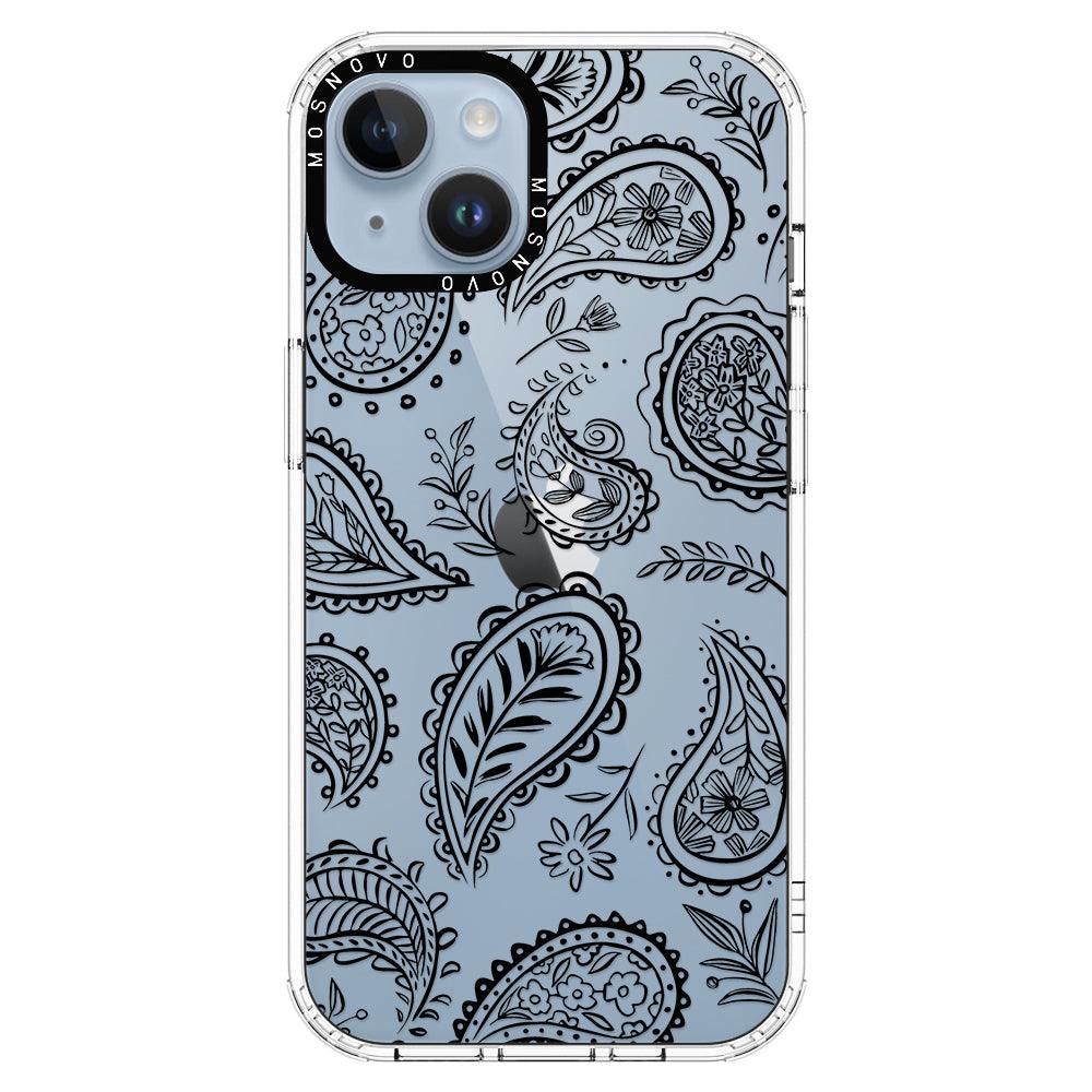 Black Paisley Phone Case - iPhone 14 Plus Case - MOSNOVO