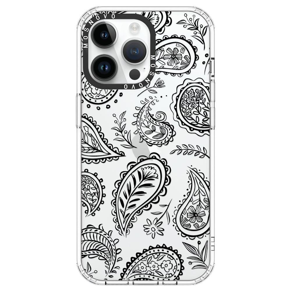 Black Paisley Phone Case - iPhone 14 Pro Max Case - MOSNOVO