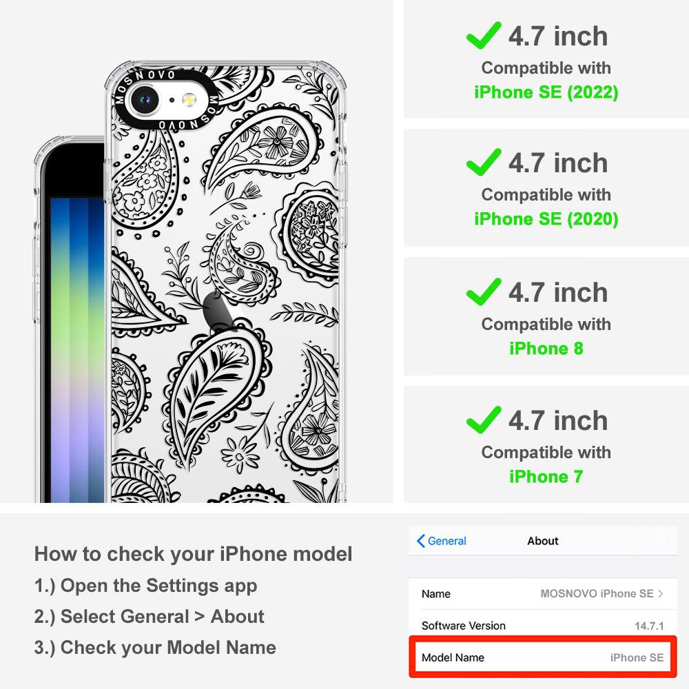 Black Paisley Phone Case - iPhone 8 Case - MOSNOVO