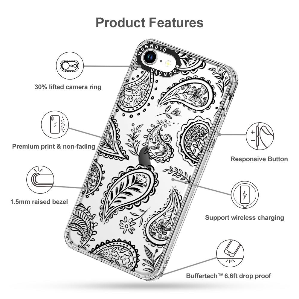 Black Paisley Phone Case - iPhone 8 Case - MOSNOVO