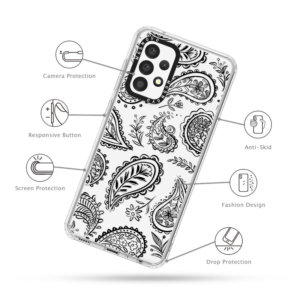 Black Paisley Phone Case - Samsung Galaxy A52 & A52 Case - MOSNOVO