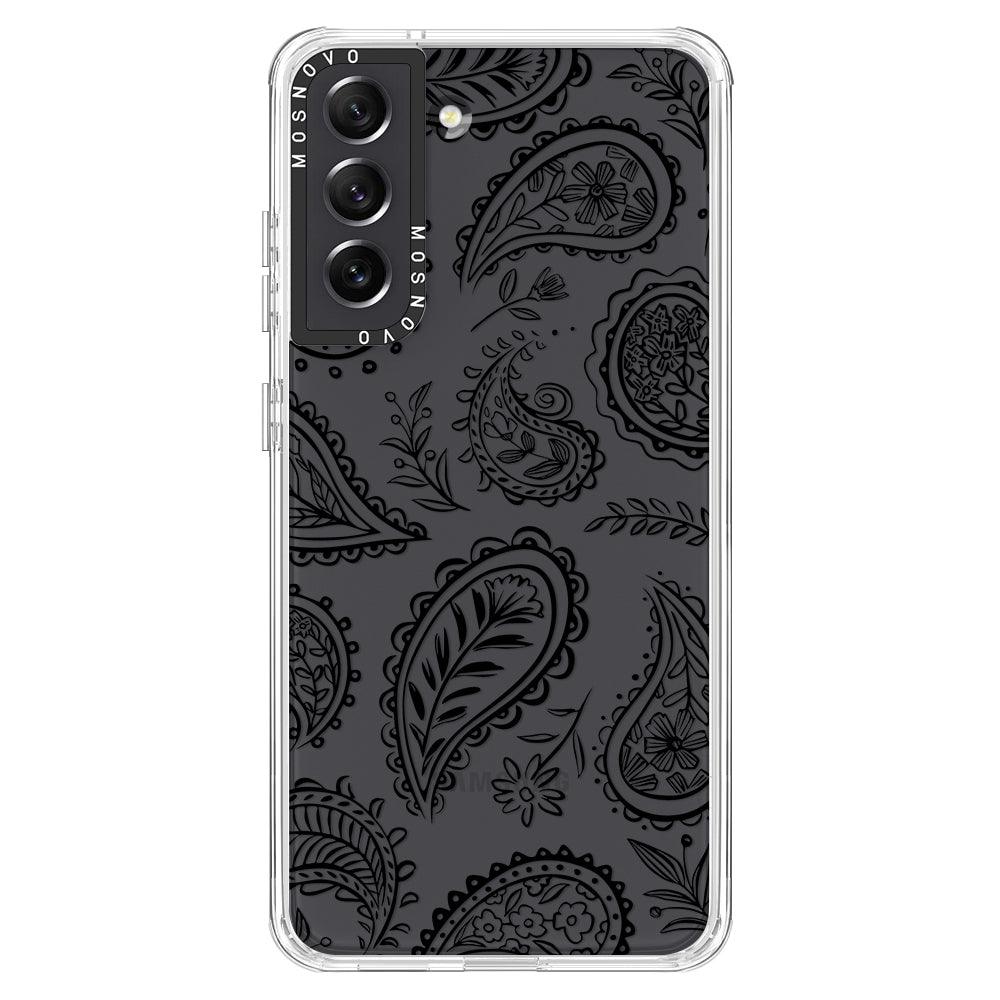 Black Paisley Phone Case - Samsung Galaxy S21 FE Case - MOSNOVO
