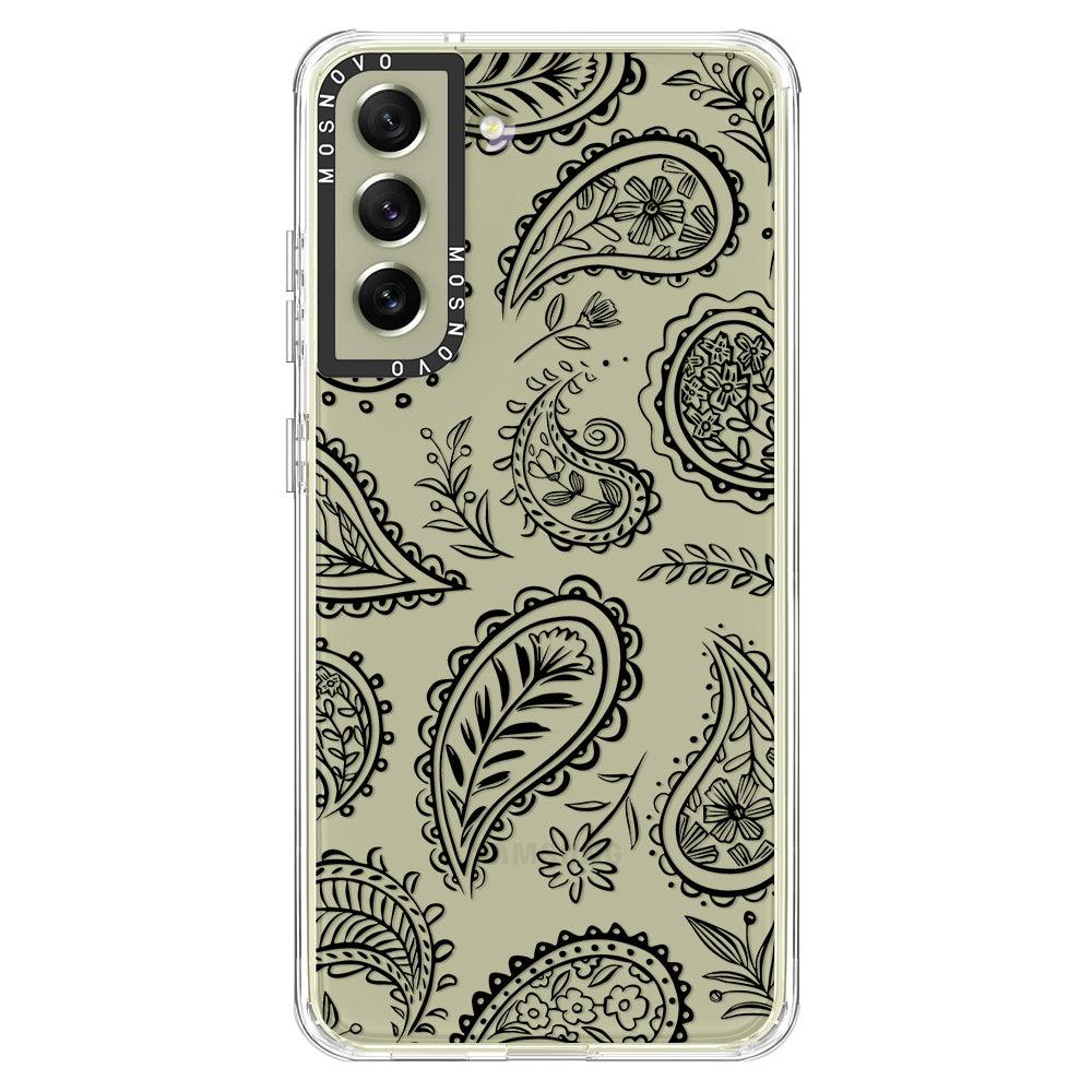 Black Paisley Phone Case - Samsung Galaxy S21 FE Case - MOSNOVO