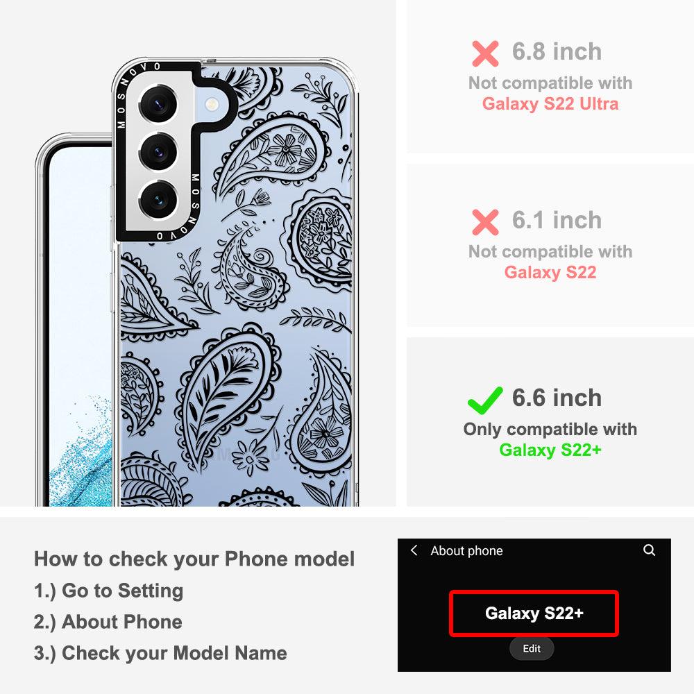 Black Paisley Phone Case - Samsung Galaxy S22 Plus Case - MOSNOVO