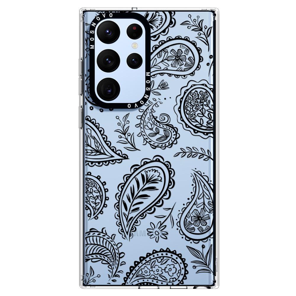 Black Paisley Phone Case - Samsung Galaxy S22 Ultra Case - MOSNOVO
