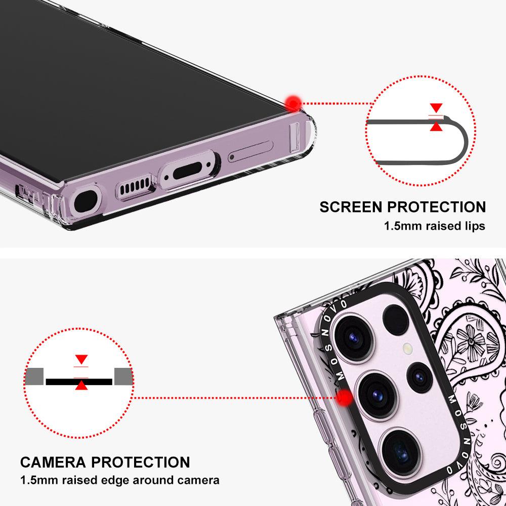 Black Paisley Phone Case - Samsung Galaxy S23 Ultra Case - MOSNOVO