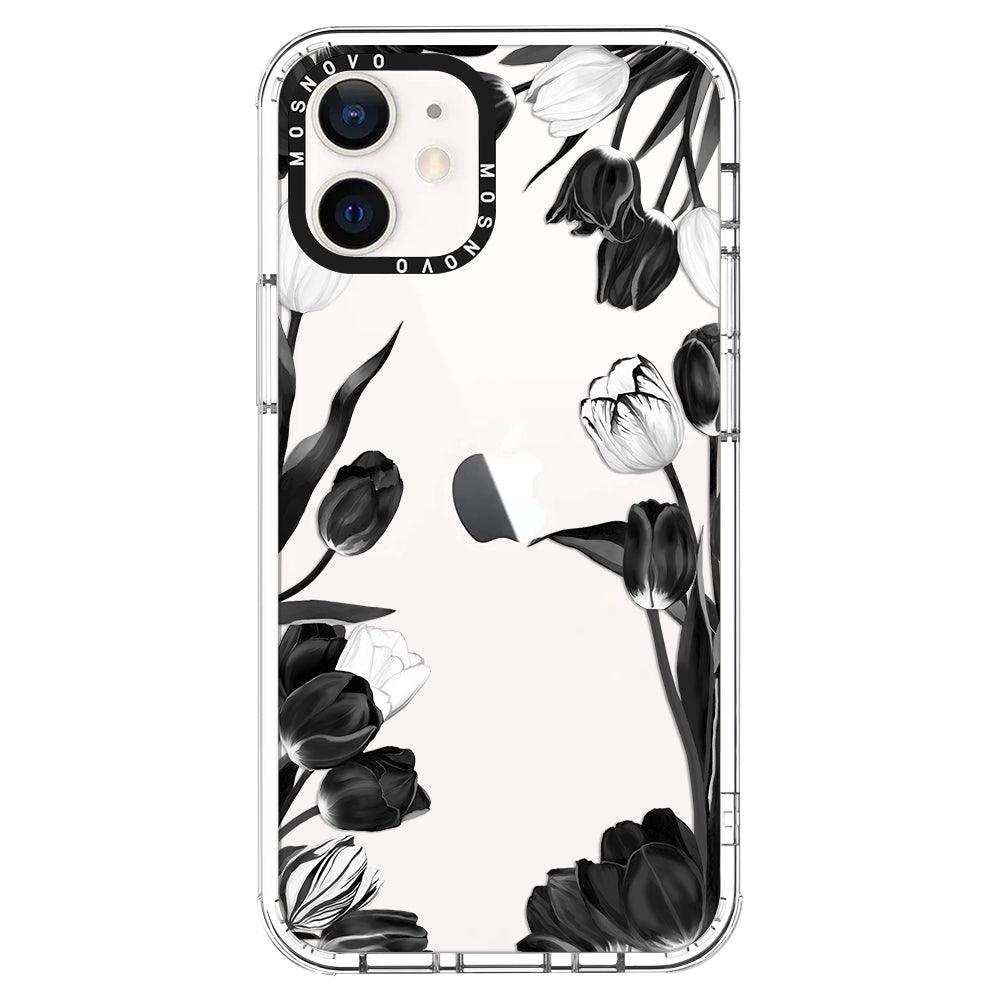 Black Tulips Phone Case - iPhone 12 Mini Case - MOSNOVO