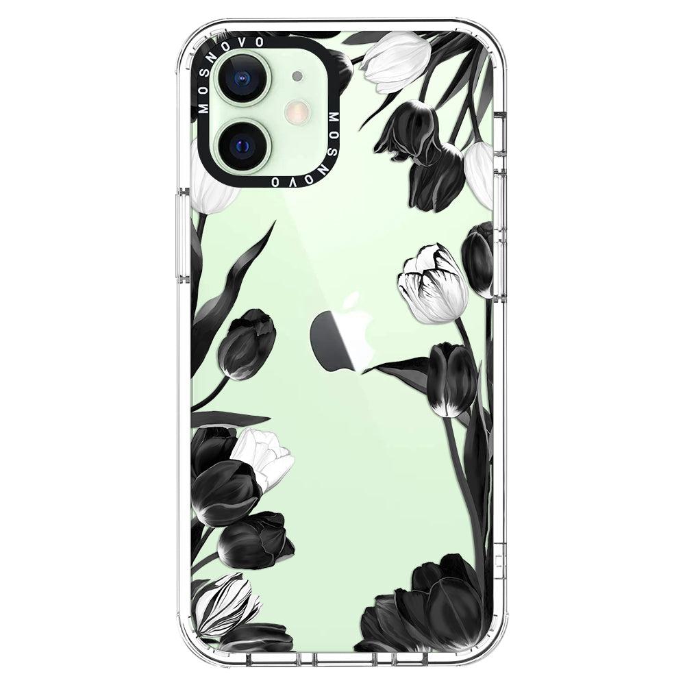 Black Tulips Phone Case - iPhone 12 Mini Case - MOSNOVO