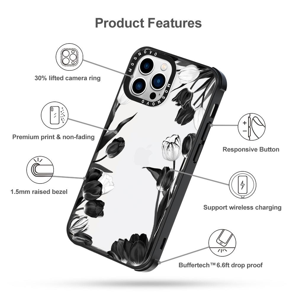 Black Tulips Phone Case - iPhone 13 Pro Max Case - MOSNOVO