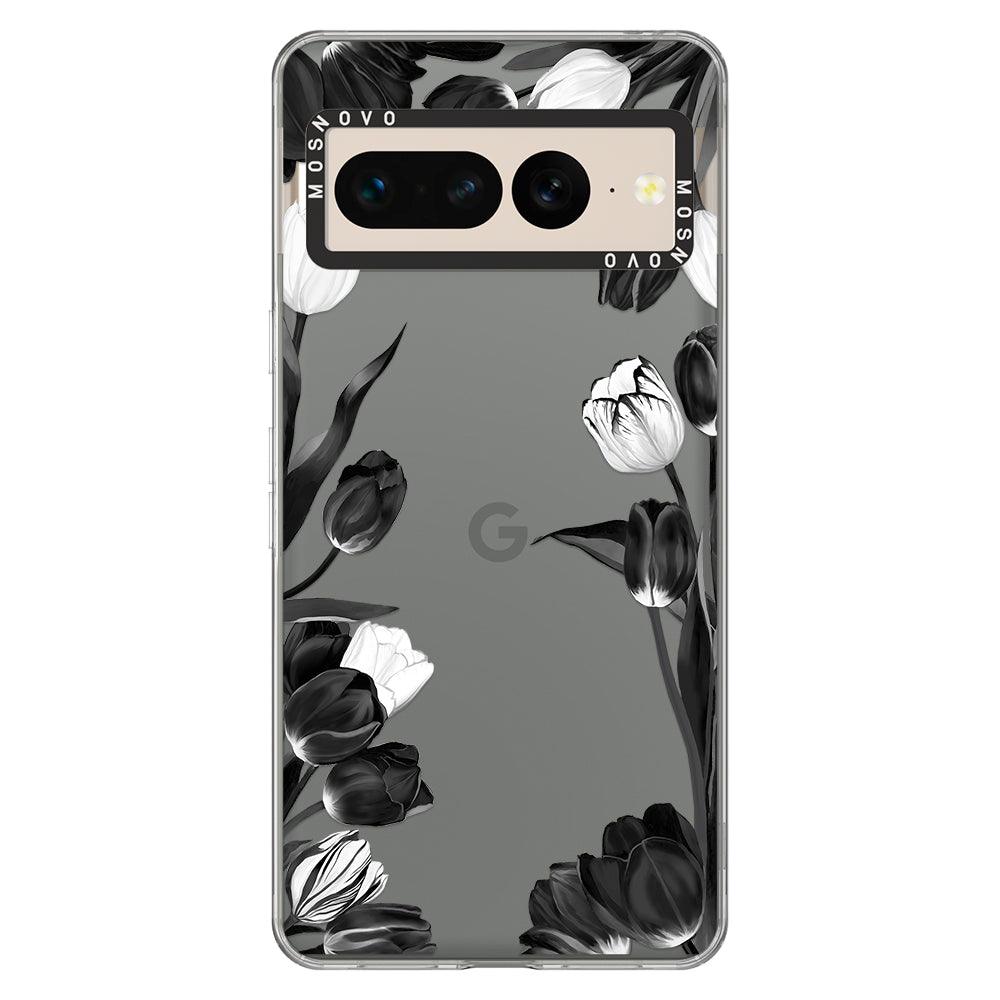 Black White Tulips Phone Case - Google Pixel 7 Pro Case - MOSNOVO