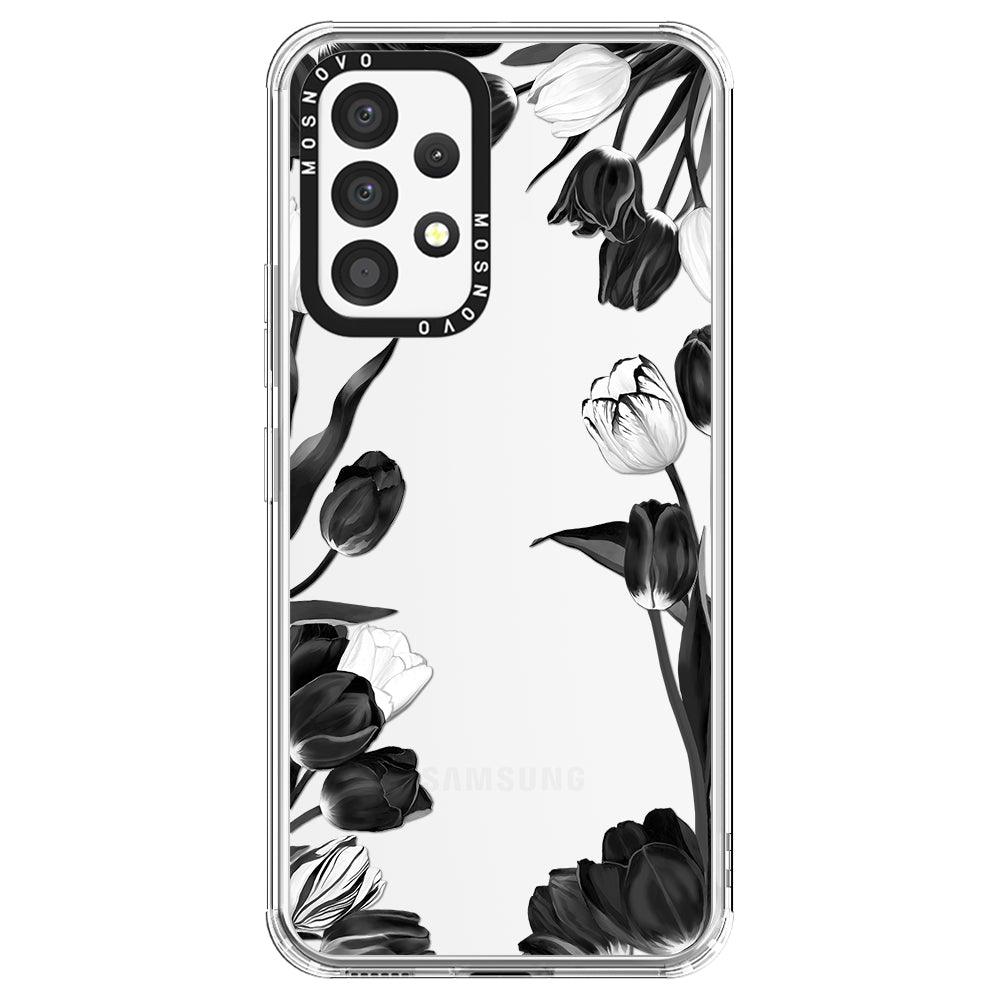 Black White Tulips Phone Case - Samsung Galaxy A53 Case - MOSNOVO