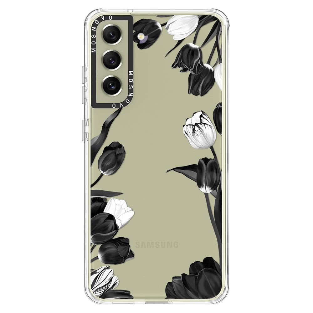 Black White Tulips Phone Case - Samsung Galaxy S21 FE Case - MOSNOVO