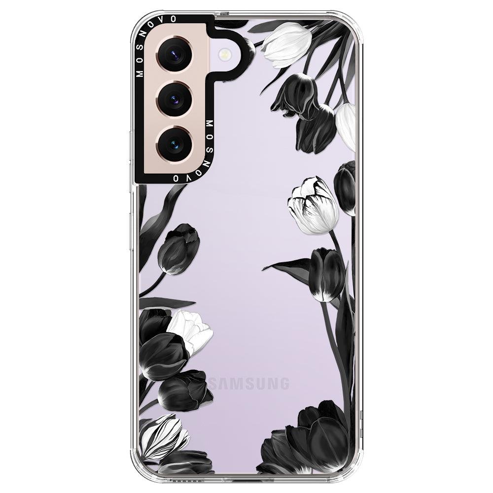 Black White Tulips Phone Case - Samsung Galaxy S22 Case - MOSNOVO