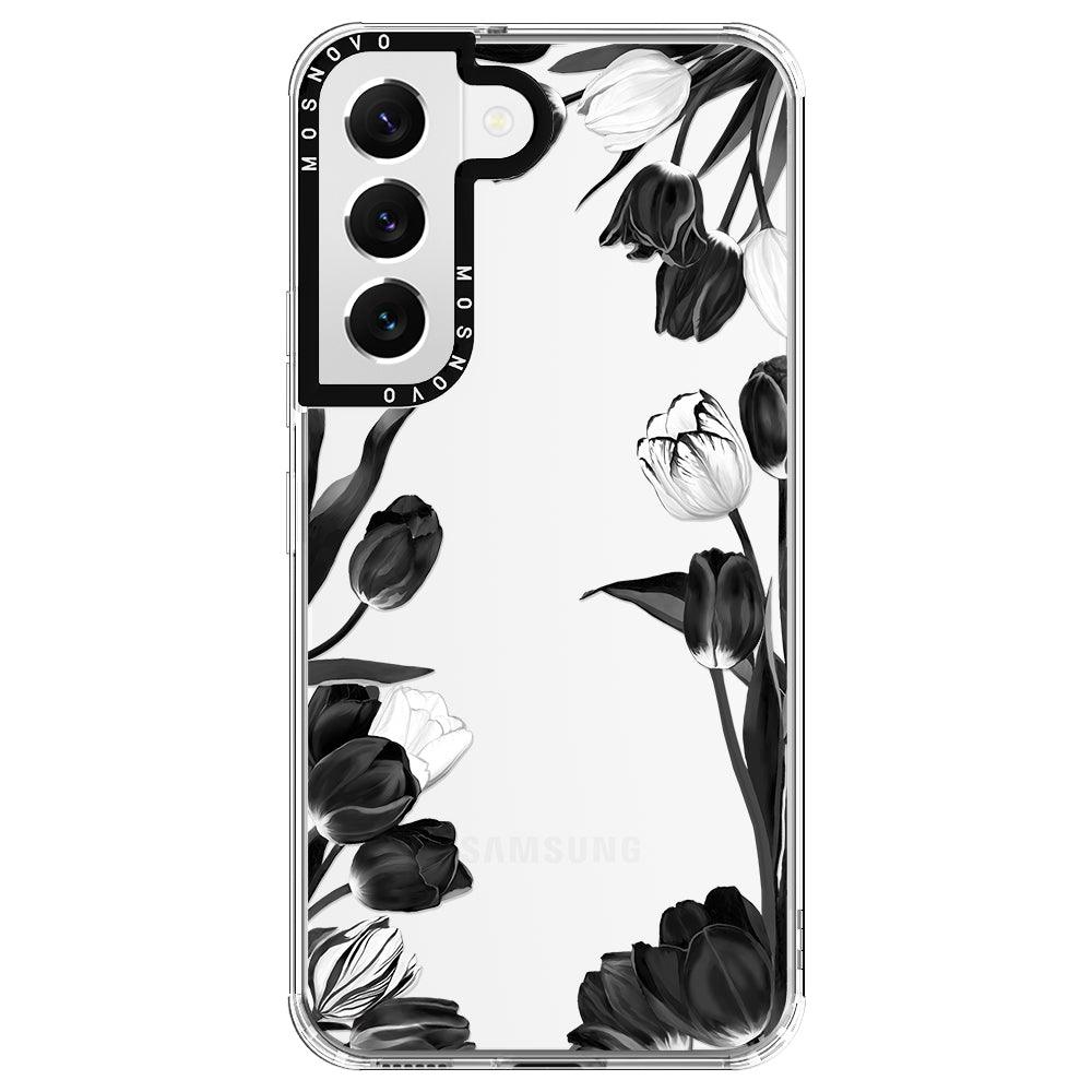 Black White Tulips Phone Case - Samsung Galaxy S22 Case - MOSNOVO