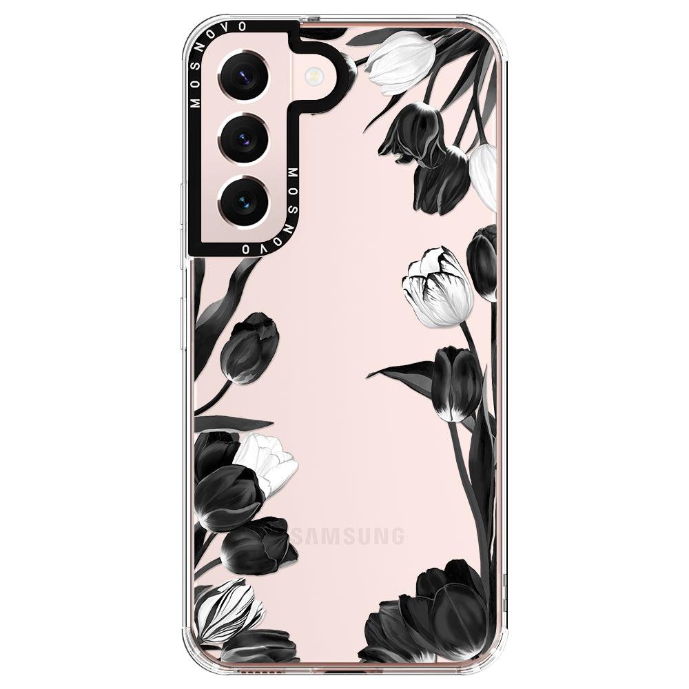 Black White Tulips Phone Case - Samsung Galaxy S22 Plus Case - MOSNOVO