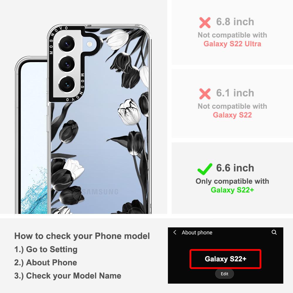 Black White Tulips Phone Case - Samsung Galaxy S22 Plus Case - MOSNOVO