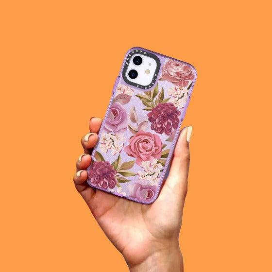 Blossom Flower Floral Glitter Phone Case - iPhone 11 Case - MOSNOVO