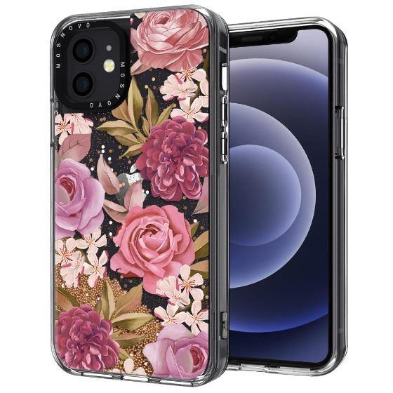 Blossom Flower Floral Glitter Phone Case - iPhone 12 Mini Case - MOSNOVO