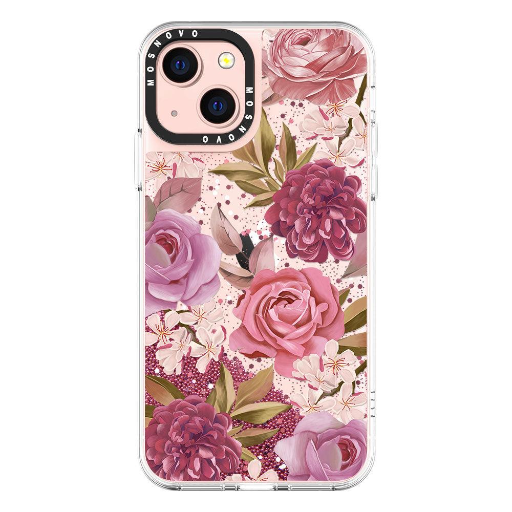 Blossom Flower Floral Glitter Phone Case - iPhone 13 Case - MOSNOVO