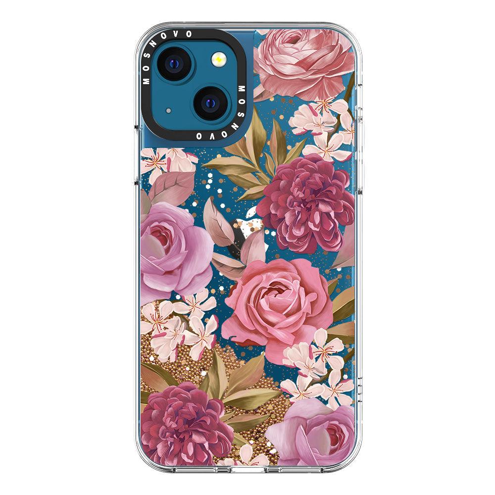 Blossom Flower Floral Glitter Phone Case - iPhone 13 Case - MOSNOVO