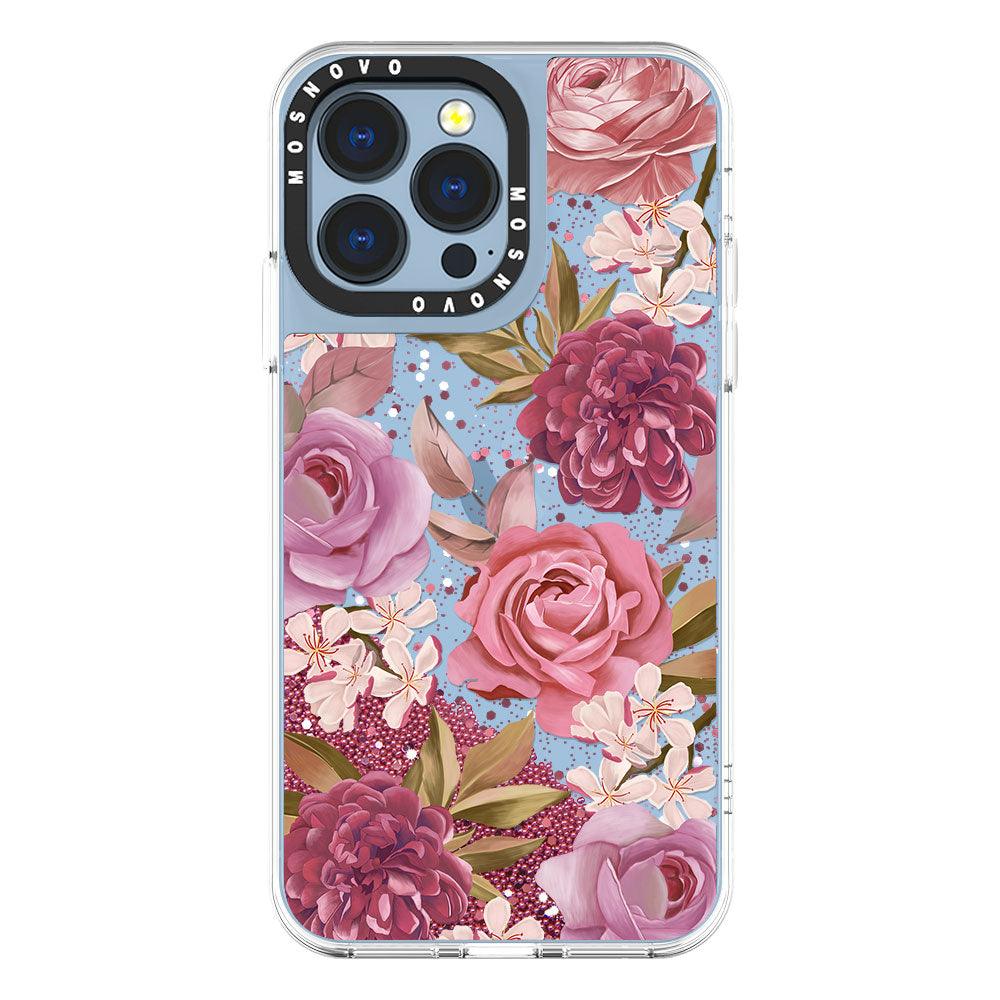 Blossom Flower Floral Glitter Phone Case - iPhone 13 Pro Case - MOSNOVO