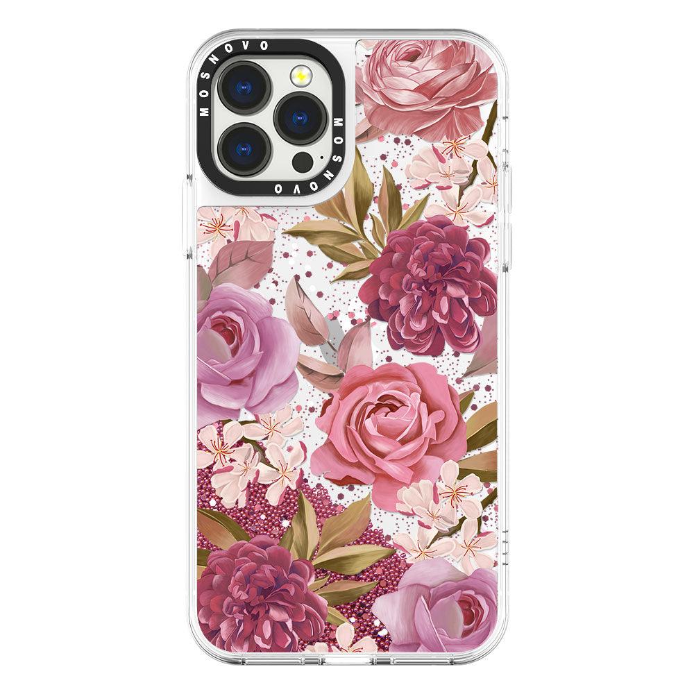 Blossom Flower Floral Glitter Phone Case - iPhone 13 Pro Max Case - MOSNOVO