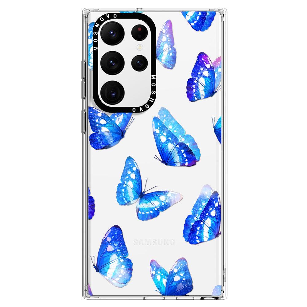 Blue Butterflies Phone Case - Samsung Galaxy S22 Ultra Case - MOSNOVO