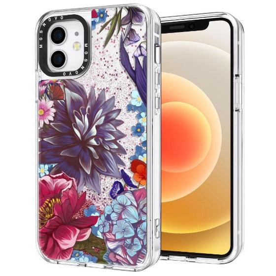 Blue Lilacs Glitter Phone Case - iPhone 12 Mini Case - MOSNOVO