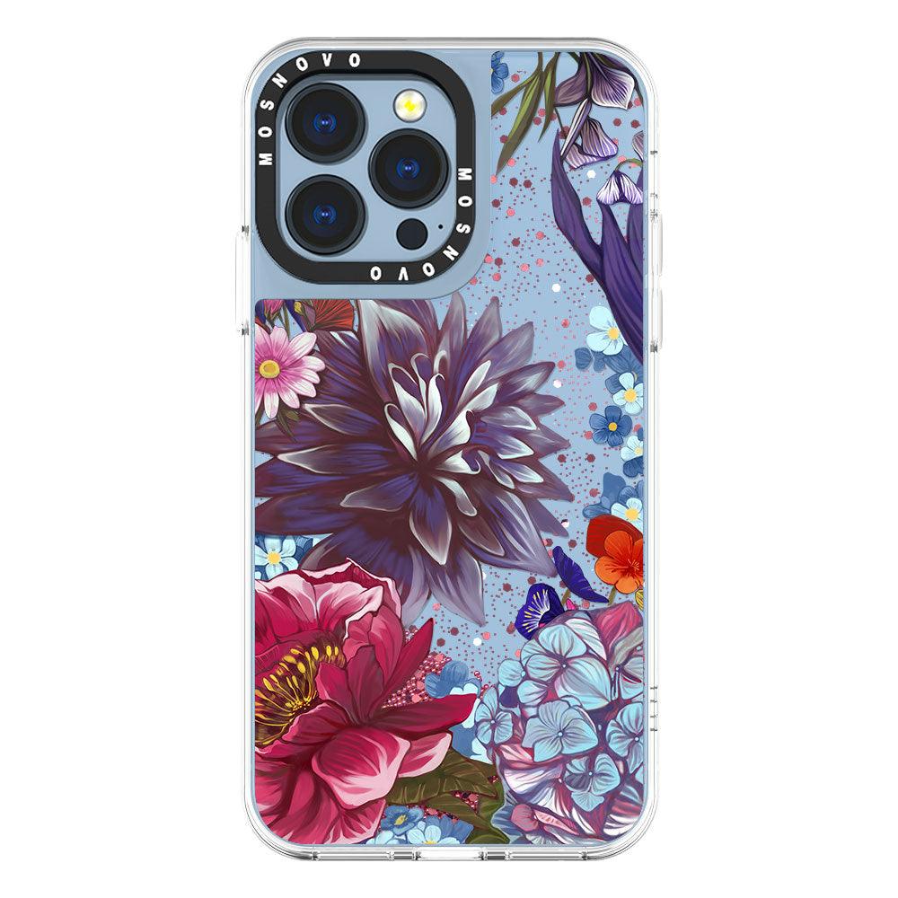 Blue Lilacs Glitter Phone Case - iPhone 13 Pro Case - MOSNOVO