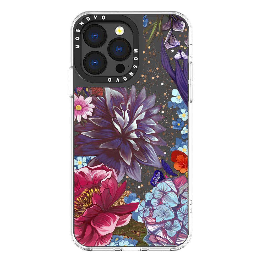 Blue Lilacs Glitter Phone Case - iPhone 13 Pro Case - MOSNOVO