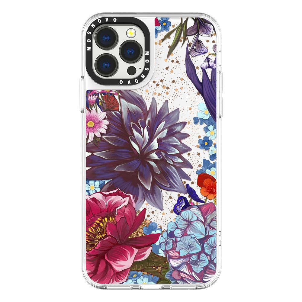 Blue Lilacs Glitter Phone Case - iPhone 13 Pro Max Case - MOSNOVO