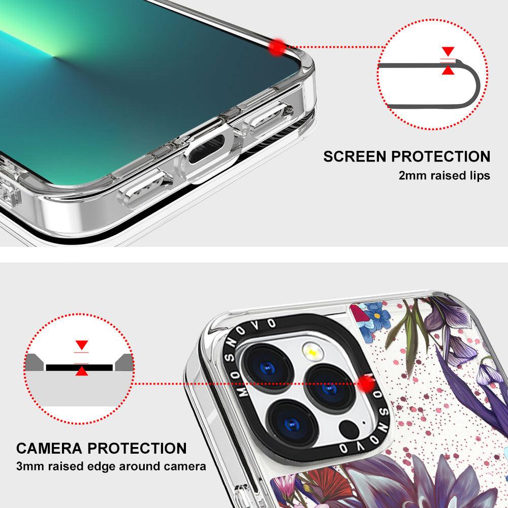 Blue Lilacs Glitter Phone Case - iPhone 13 Pro Max Case - MOSNOVO