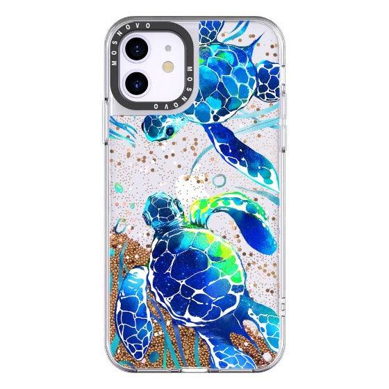 Blue Sea Turtle Glitter Phone Case - iPhone 11 Case - MOSNOVO