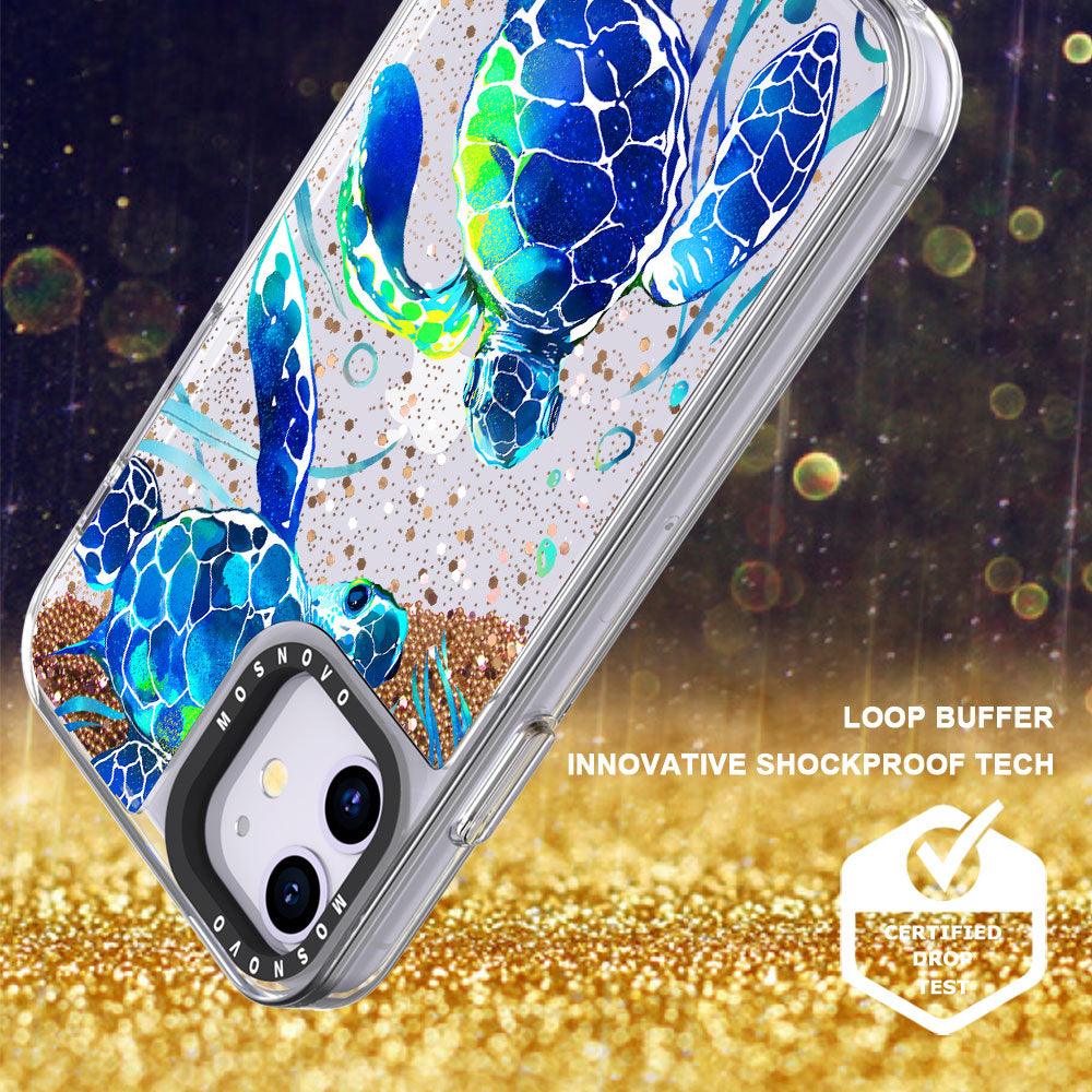 Blue Sea Turtle Glitter Phone Case - iPhone 11 Case - MOSNOVO