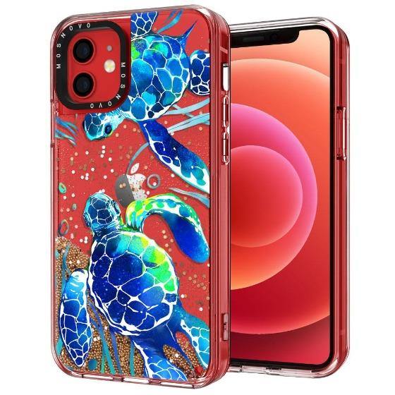 Blue Sea Turtle Glitter Phone Case - iPhone 12 Case - MOSNOVO