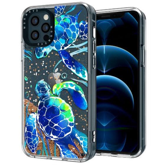 Blue Sea Turtle Glitter Phone Case - iPhone 12 Pro Case - MOSNOVO