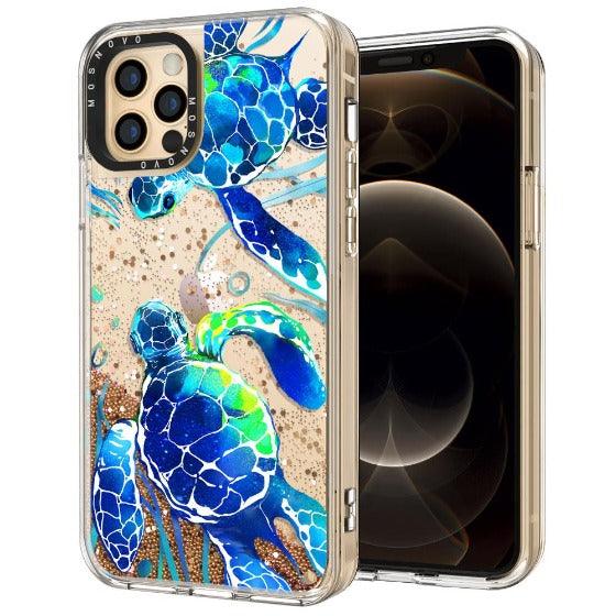 Blue Sea Turtle Glitter Phone Case - iPhone 12 Pro Case - MOSNOVO