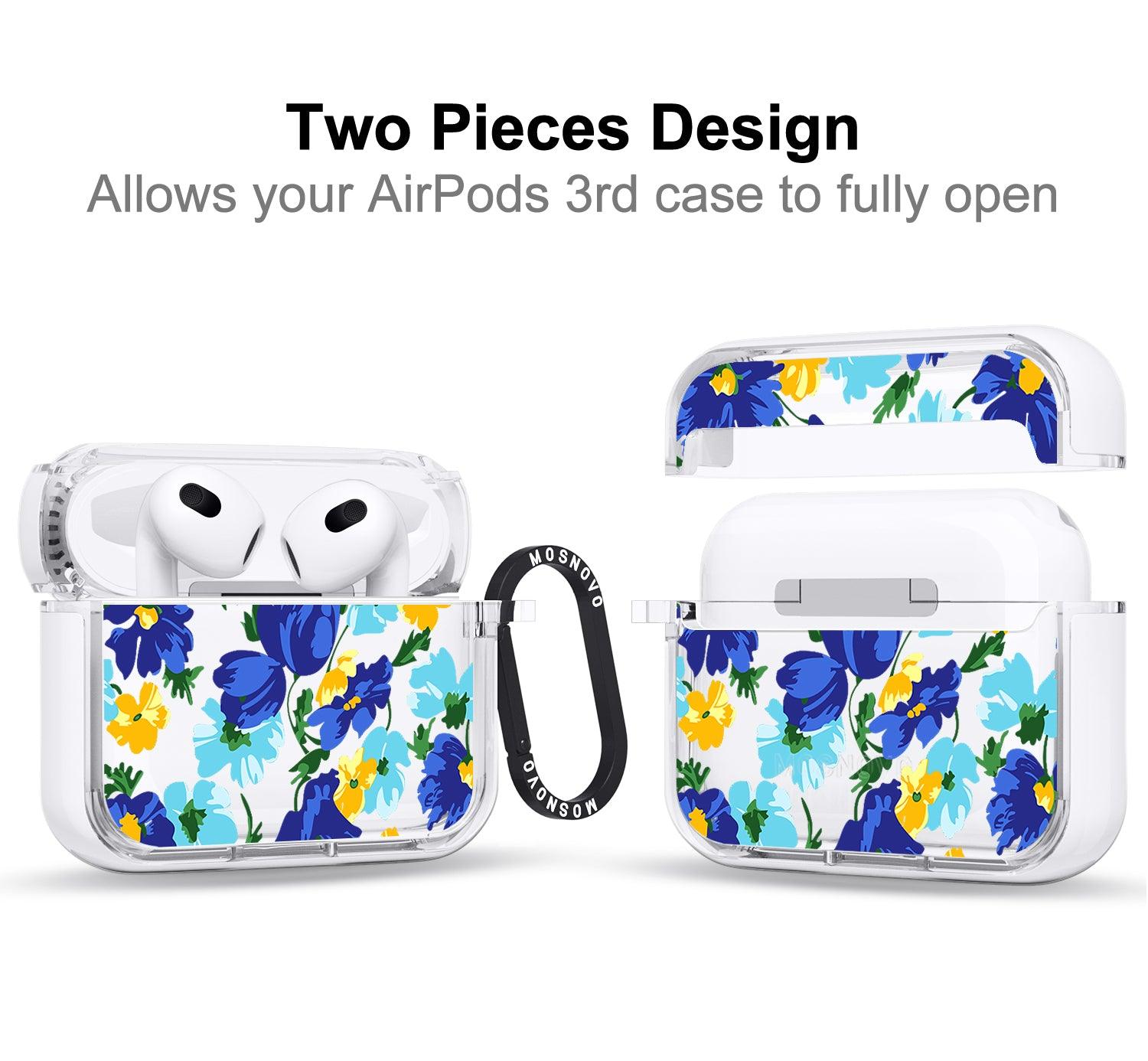 Bluish Flowers Floral AirPods 3 Case (3rd Generation) - MOSNOVO