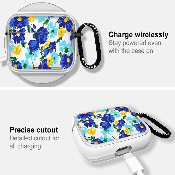 Bluish Flowers Floral AirPods Pro Case - MOSNOVO