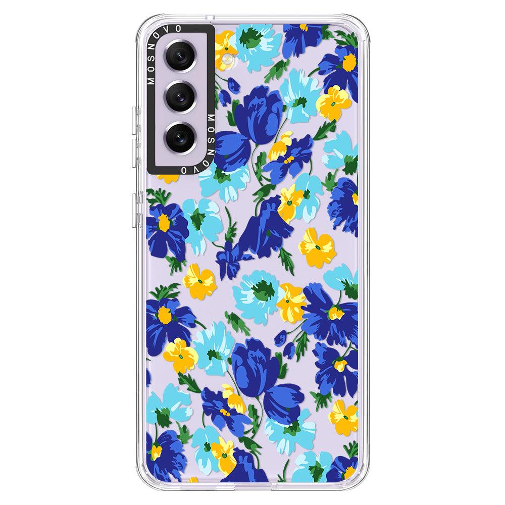 Bluish Flowers Floral Phone Case - Samsung Galaxy S21 FE Case - MOSNOVO