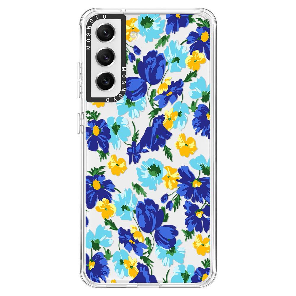 Bluish Flowers Floral Phone Case - Samsung Galaxy S21 FE Case - MOSNOVO