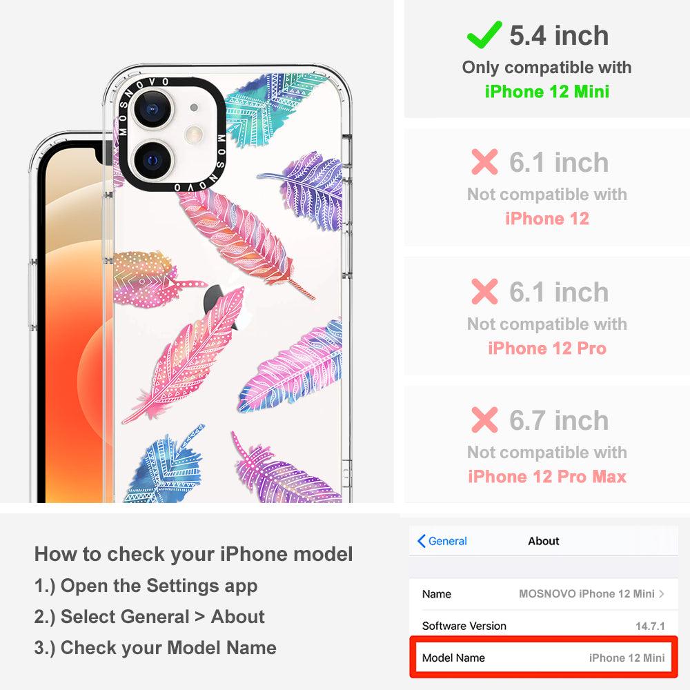 Boho Feather Phone Case - iPhone 12 Mini Case - MOSNOVO